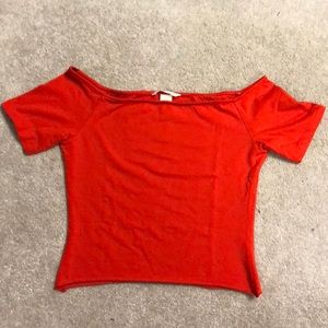 Red off the shoulder top!